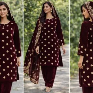 handmade black velvet dress ( badshah fabrics #0016 )