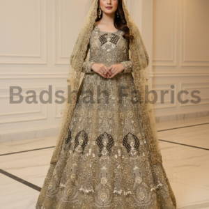 badshah fabrics – shahi bridal couture luxury gold toned bridal lehenga