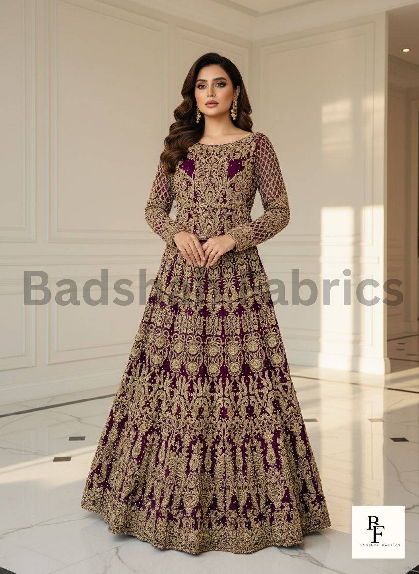 badshah fabrics – shahi bridal couture royal plum / deep maroon bridal lehenga gown badshah fabrics – shahi bridal couture royal plum / deep maroon bridal lehenga gown