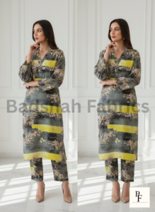 korean fabric paradise silk 5d print 2 piece suit