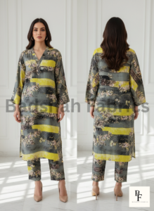 korean fabric paradise silk 5d print 2 piece suit