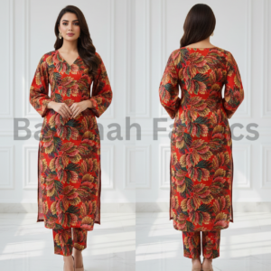 korean fabric paradise silk 5d print – 2 piece suit