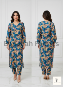 korean fabric paradise silk 5d print – 2 piece suite